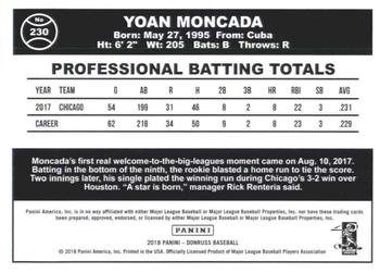2018 Donruss - Career Stat Line #230 Yoan Moncada Back