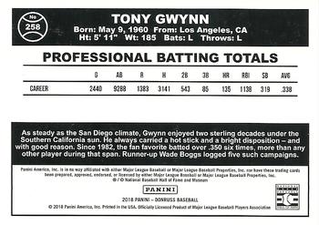 2018 Donruss - Career Stat Line #258 Tony Gwynn Back