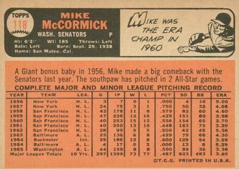 2015 Topps - Topps Originals Buybacks 1966 #118 Mike McCormick Back