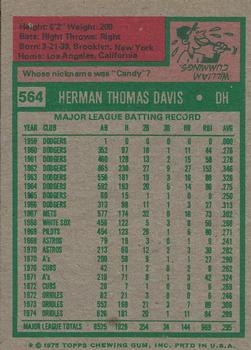 2015 Topps - Topps Originals Buybacks 1975 #564 Tommy Davis Back