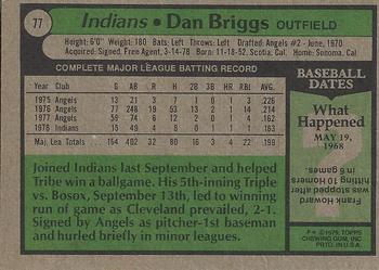 2015 Topps - Topps Originals Buybacks 1979 #77 Dan Briggs Back