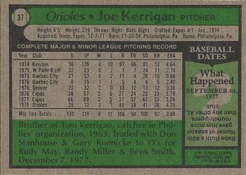 2015 Topps - Topps Originals Buybacks 1979 #37 Joe Kerrigan Back