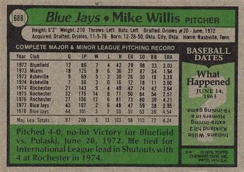2015 Topps - Topps Originals Buybacks 1979 #688 Mike Willis Back