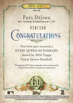 2018 Topps Gypsy Queen - Autographs Indigo #GQA-PD Paul DeJong Back