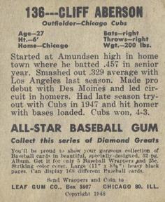 1948-49 Leaf #136b Cliff Aberson Back