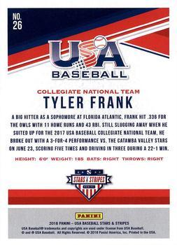 2018 Panini USA Baseball Stars & Stripes - Longevity Base #26 Tyler Frank Back