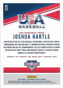 2018 Panini USA Baseball Stars & Stripes - Longevity Base #57 Joshua Hartle Back