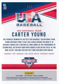 2018 Panini USA Baseball Stars & Stripes - Longevity Base Emerald #33 Carter Young Back