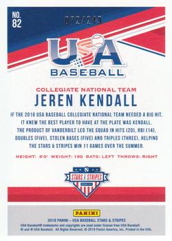 2018 Panini USA Baseball Stars & Stripes - Longevity Base Ruby #82 Jeren Kendall Back