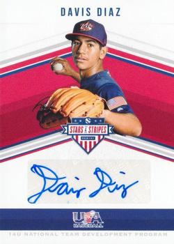 2018 Panini USA Baseball Stars & Stripes - 14U National Team Signatures #14NT-DD Davis Diaz Front