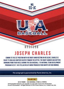 2018 Panini USA Baseball Stars & Stripes - 17U National Team Signatures #SS-JC Joseph Charles Back