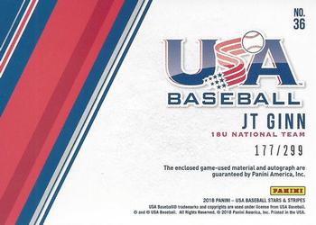 2018 Panini USA Baseball Stars & Stripes - Stars and Stripes Signatures #36 JT Ginn Back