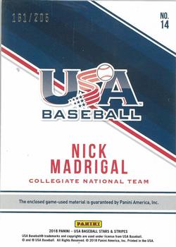 2018 Panini USA Baseball Stars & Stripes - Tools of the Trade #14 Nick Madrigal Back