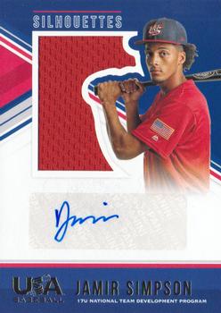 2018 Panini USA Baseball Stars & Stripes - USA BB Silhouettes Signatures Jerseys #87 Jamir Simpson Front