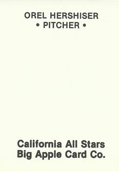 1986 Big Apple California All Stars (Unlicensed) #7 Orel Hershiser Back