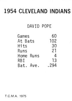 1975 TCMA 1954 Cleveland Indians #NNO Dave Pope Back