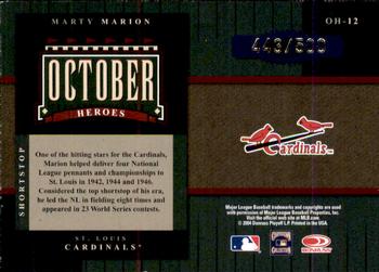 2004 Donruss World Series - October Heroes #OH-12 Marty Marion Back