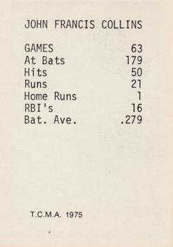 1975 TCMA 1919 Chicago White Sox #NNO Shano Collins Back