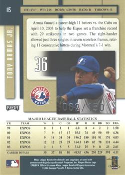 2004 Playoff Prestige - Xtra Bases Green #115 Tony Armas Jr. Back