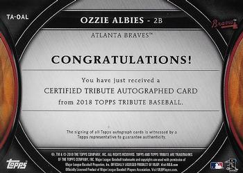 2018 Topps Tribute - Autographs Green #TA-OAL Ozzie Albies Back