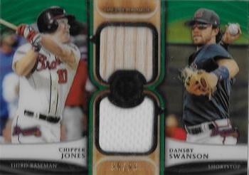 2018 Topps Tribute - Dual Relics Combo Green #DR-JS Chipper Jones / Dansby Swanson Front
