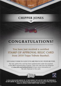 2018 Topps Tribute - Stamp of Approval Relics #SOA-CJ Chipper Jones Back