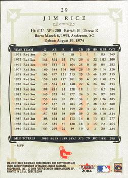2004 Fleer Greats of the Game #29 Jim Rice Back