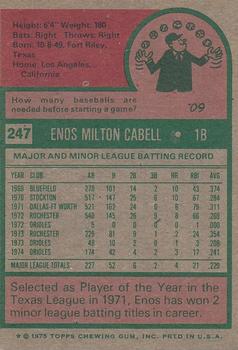 2014 Topps - 75th Anniversary Buybacks 1975 #247 Enos Cabell Back