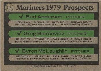 2014 Topps - 75th Anniversary Buybacks 1979 #712 Mariners 1979 Prospects (Bud Anderson / Greg Biercevicz / Byron McLaughlin) Back
