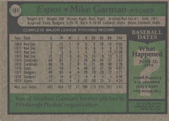 2014 Topps - 75th Anniversary Buybacks 1979 #181 Mike Garman Back