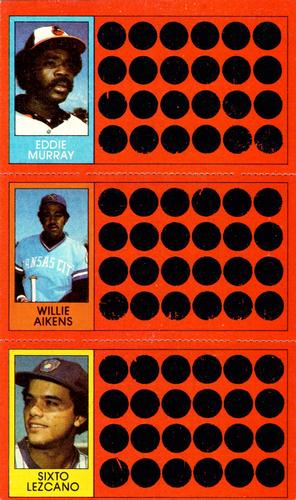1981 Topps Scratch-Offs - Panels #9 / 27 / 45 Eddie Murray / Willie Aikens / Sixto Lezcano Front