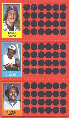 1981 Topps Scratch-Offs - Panels #10 / 29 / 47 Robin Yount / Al Bumbry / Frank White Front