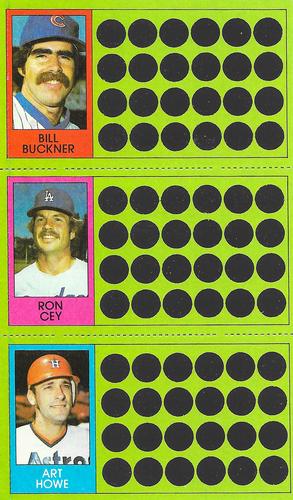 1981 Topps Scratch-Offs - Panels #55 / 73 / 99 Bill Buckner / Ron Cey / Art Howe Front