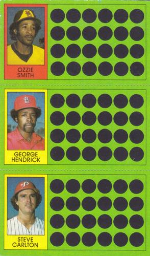 1981 Topps Scratch-Offs - Panels #68 / 85 / 104 Ozzie Smith / George Hendrick / Steve Carlton Front