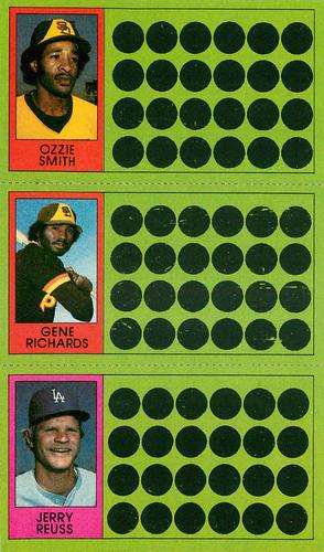 1981 Topps Scratch-Offs - Panels #68 / 86 / 103 Ozzie Smith / Gene Richards / Jerry Reuss Front