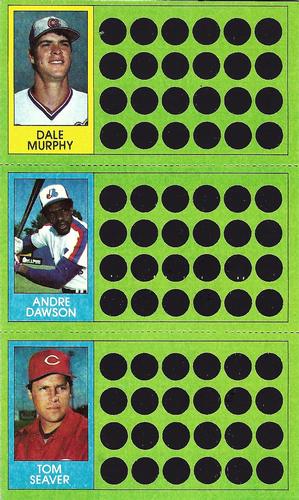 1981 Topps Scratch-Offs - Panels #72 / 90 / 107 Dale Murphy / Andre Dawson / Tom Seaver Front