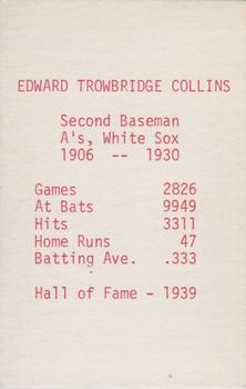 1975 TCMA All-Time Greats #NNO Eddie Collins Back