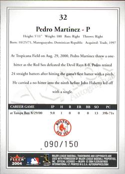 2004 SkyBox Autographics - Insignia #32 Pedro Martinez Back