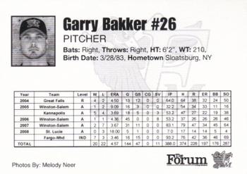 2009 Fargo-Moorhead RedHawks #NNO Garry Bakker Back