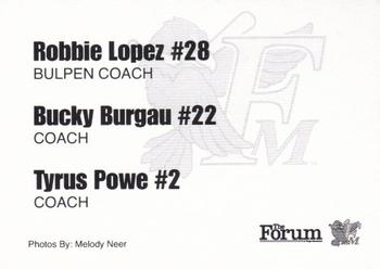 2009 Fargo-Moorhead RedHawks #NNO Robbie Lopez / Bucky Burgau / Tyrus Powe Back