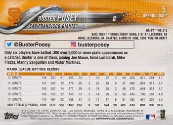 2018 Topps Opening Day - Purple #5 Buster Posey Back