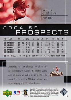 2004 SP Prospects #1 Roger Clemens Back