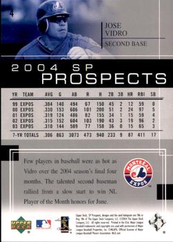 2004 SP Prospects #4 Jose Vidro Back