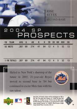 2004 SP Prospects #10 Jose Reyes Back