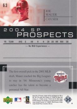 2004 SP Prospects #63 Joe Mauer Back