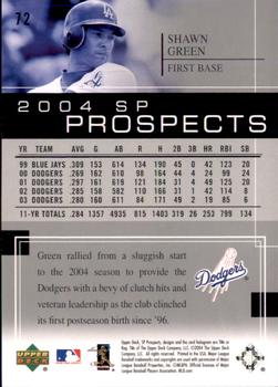 2004 SP Prospects #72 Shawn Green Back