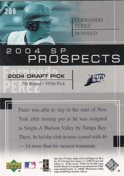 2004 SP Prospects #209 Fernando Perez Back