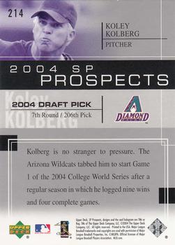 2004 SP Prospects #214 Koley Kolberg Back