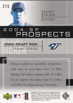 2004 SP Prospects #215 Randy Dicken Back