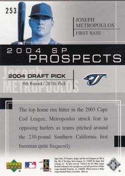 2004 SP Prospects #253 Joseph Metropoulos Back